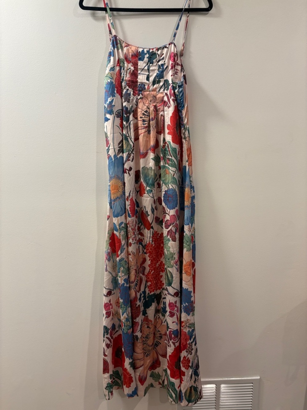 Floral Multicolor Satin Maxi Dress